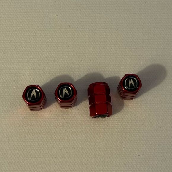 Acura Valve Stem Caps in Red Set of 4 NWT - Picture 1 of 4